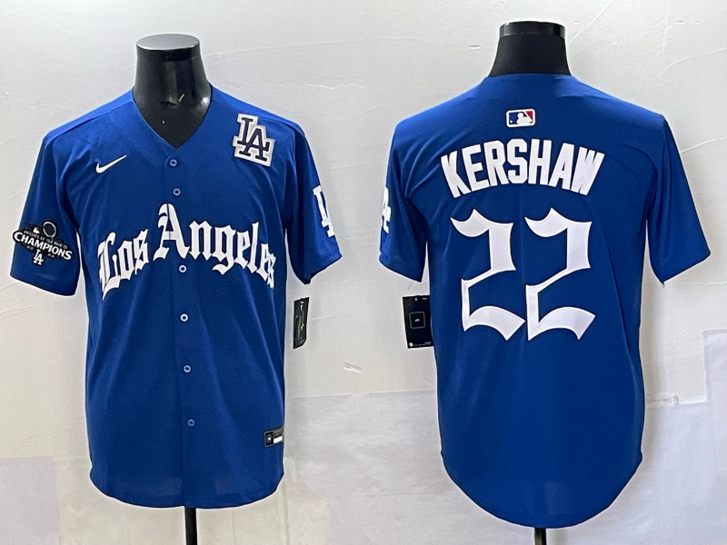 Men Los Angeles Dodgers #22 Kershaw Blue 2025 Nike MLB Jersey style 003